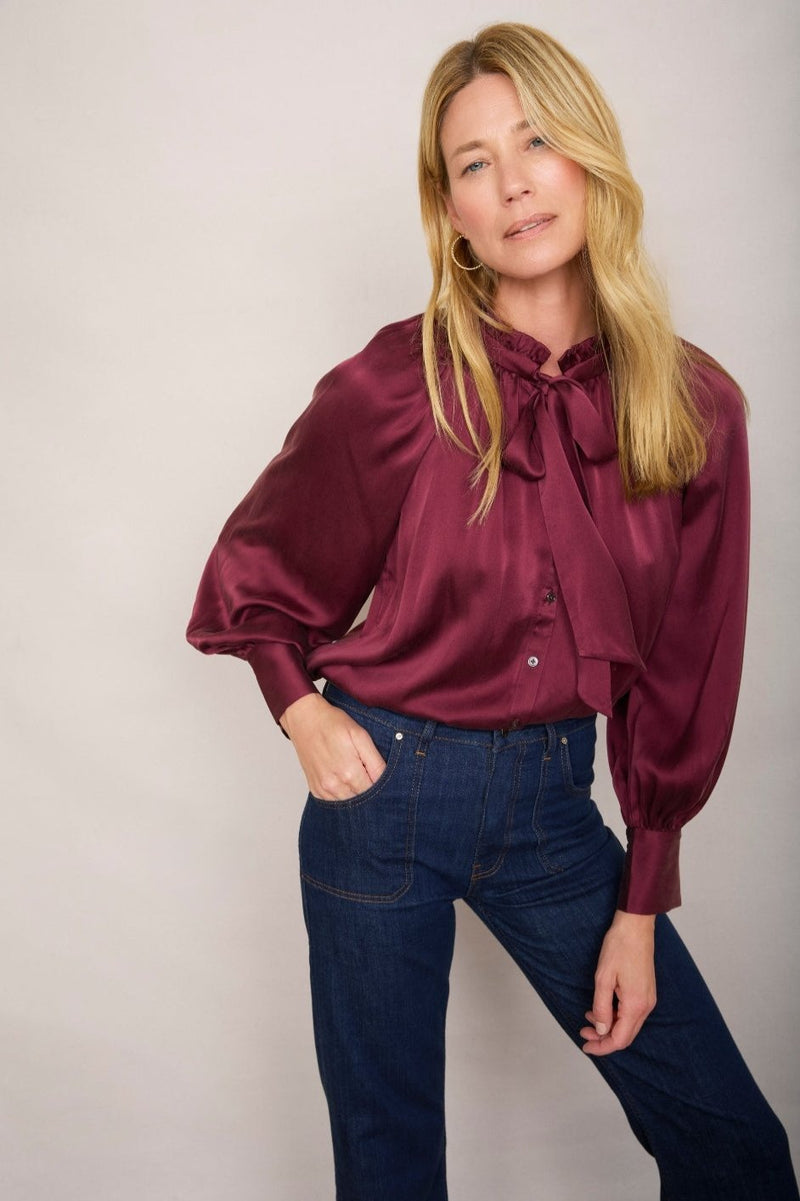 Clea Silk Blouse - Plum