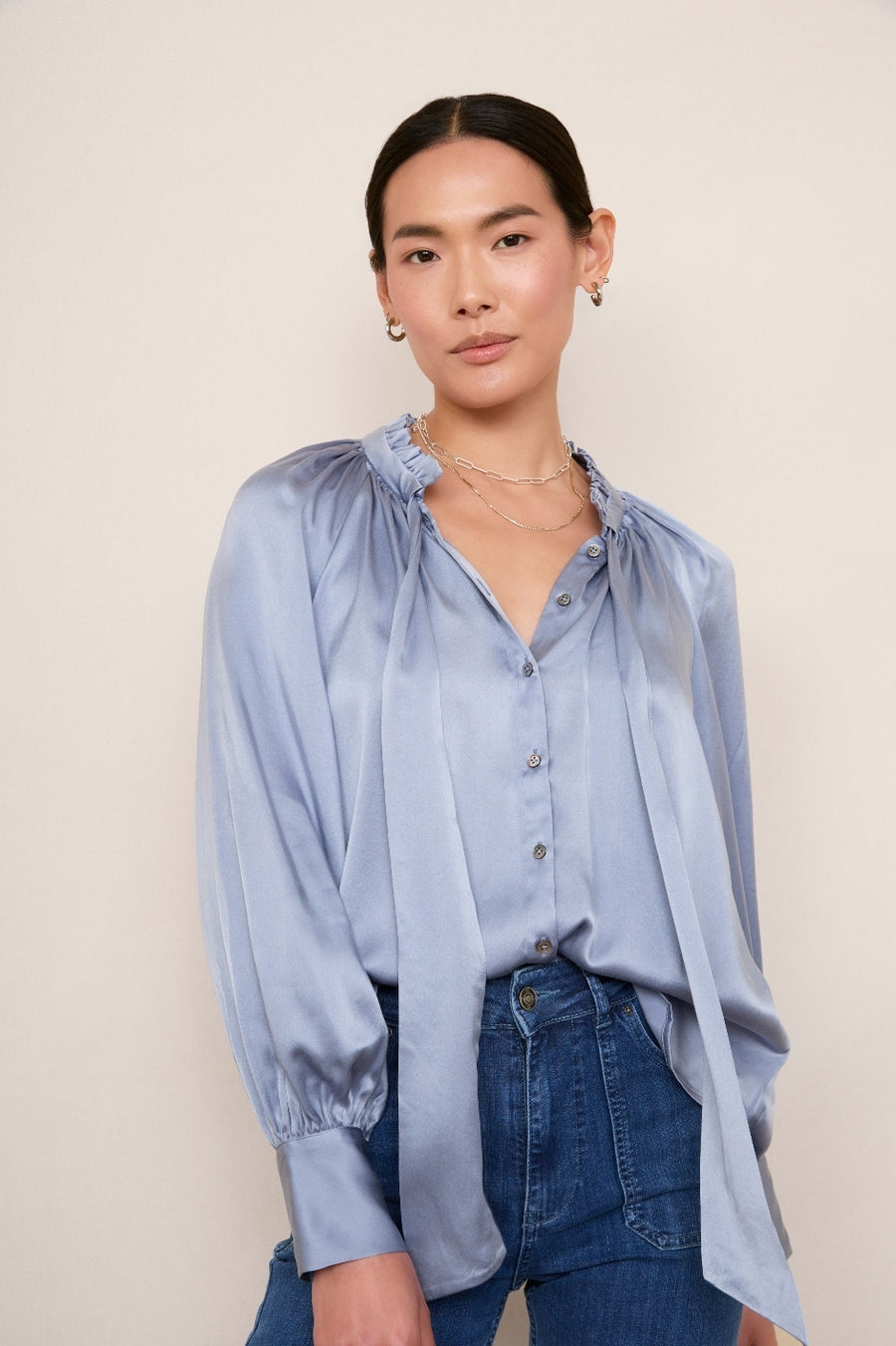 Clea Silk Blouse - Soft Blue