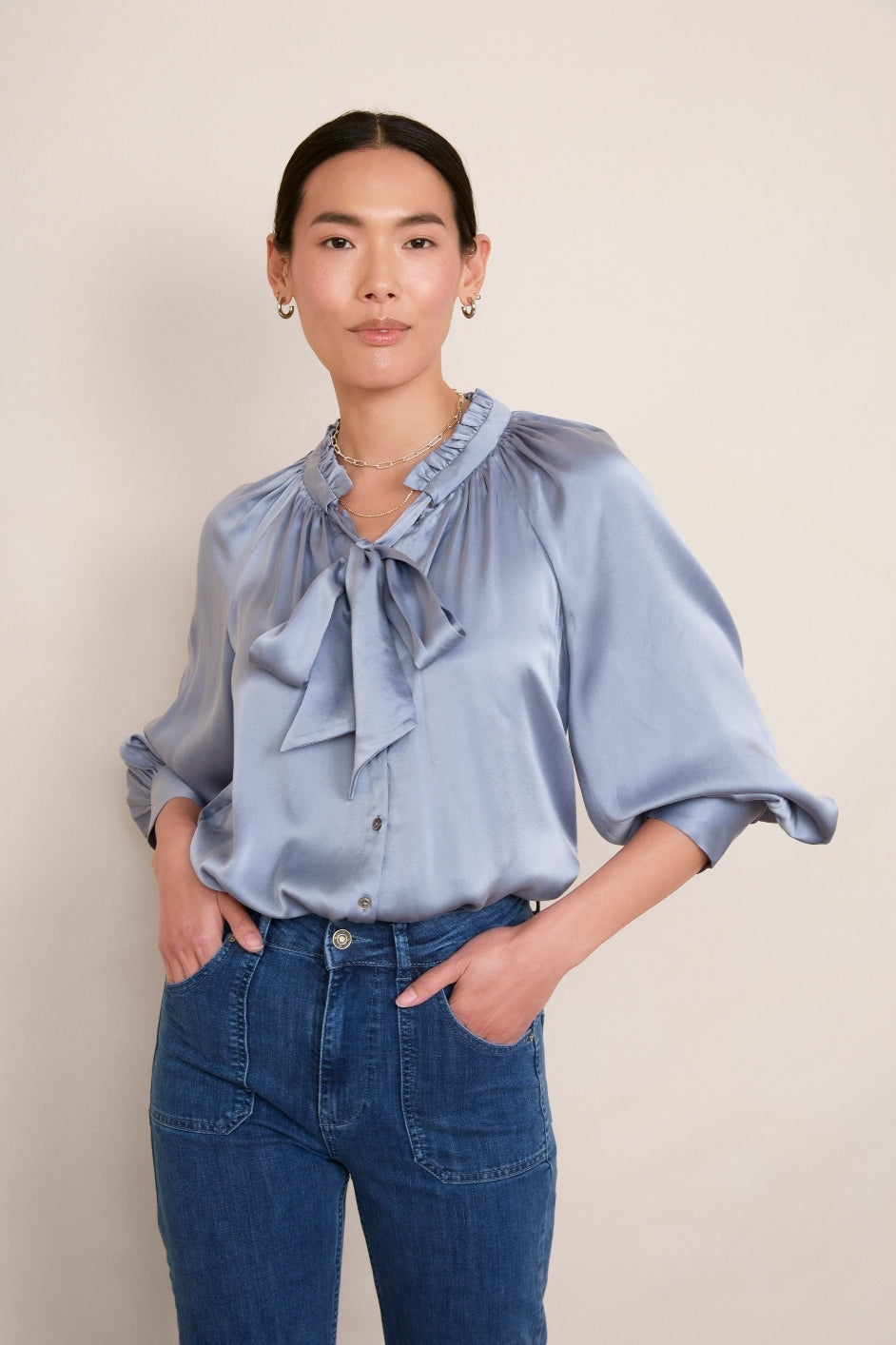 Clea Silk Blouse - Soft Blue