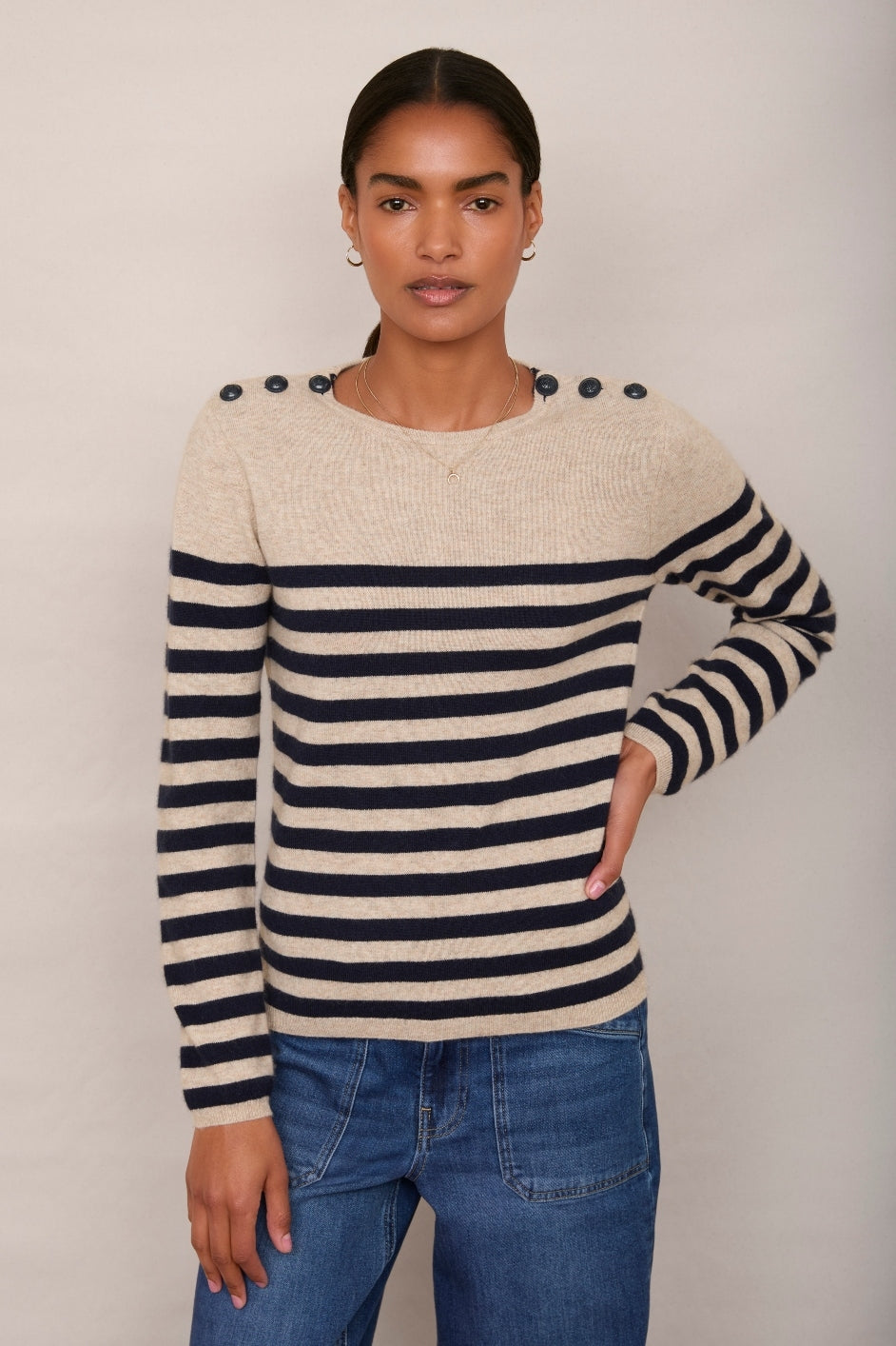 Clemence Jumper - Oat/Midnight Stripe