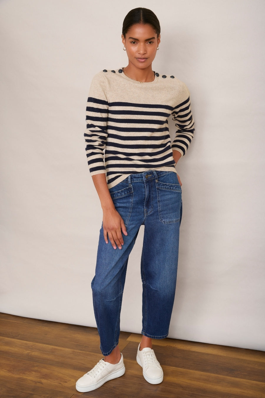 Clemence Jumper - Oat/Midnight Stripe