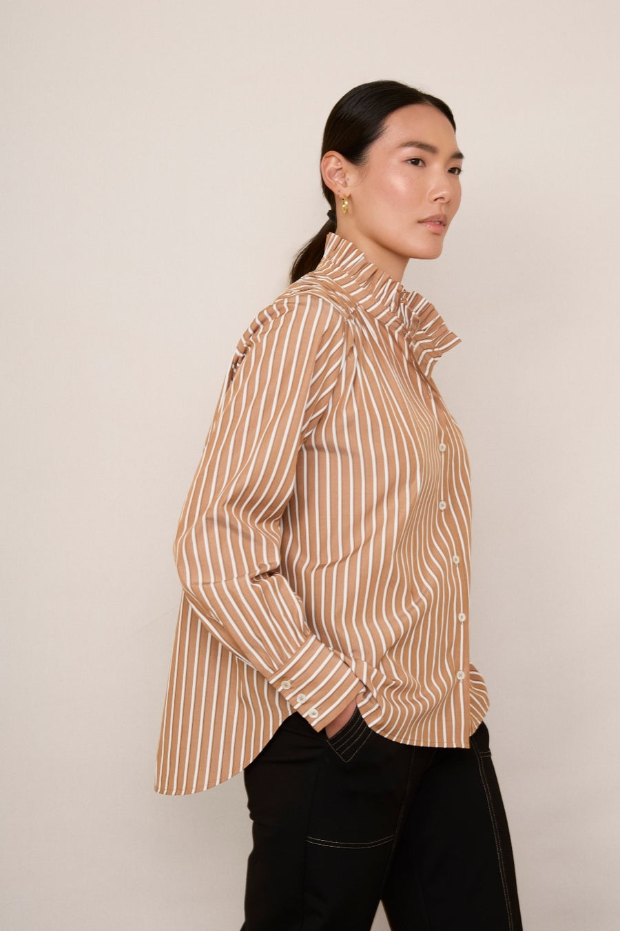 Clemmy Shirt - Coffee Stripe