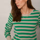 Cleo Cashmere Jumper - Parchment/Jade Green Stripe