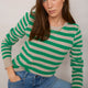 Cleo Cashmere Jumper - Parchment/Jade Green Stripe