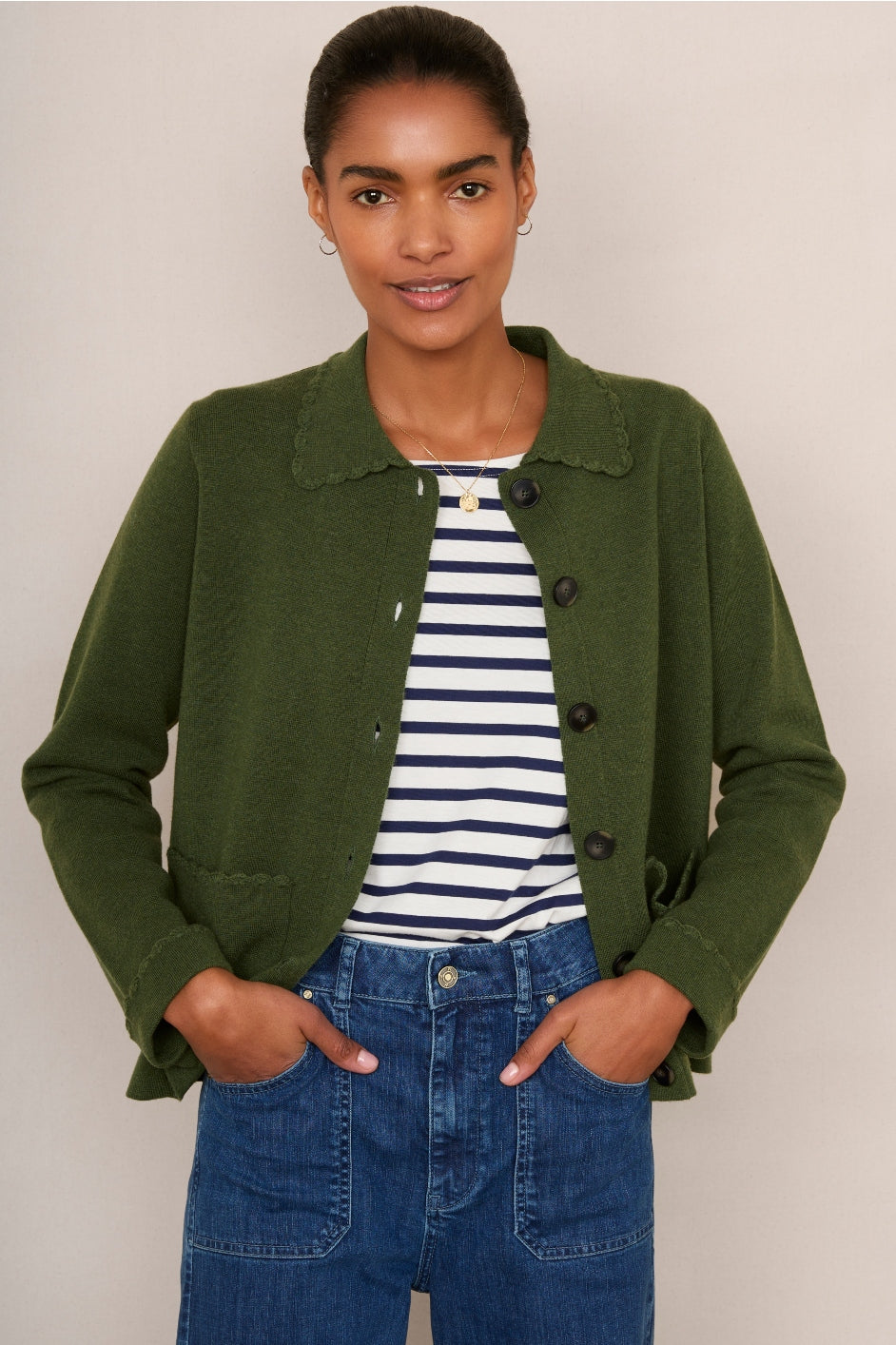 Cressida Knitted Jacket - Moss Green