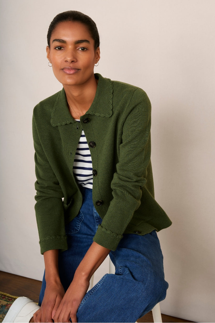 Cressida Knitted Jacket - Moss Green