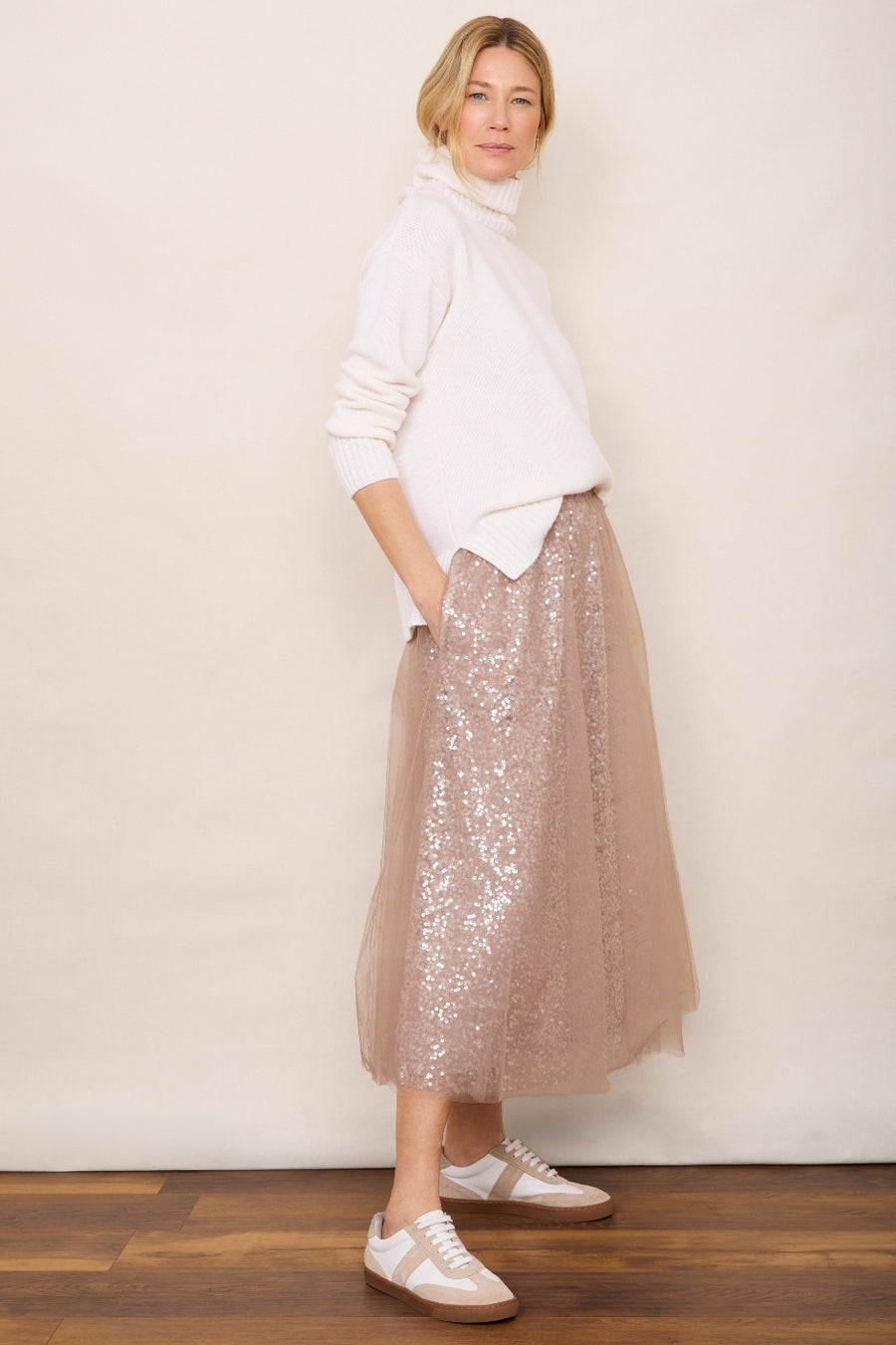 DB X Wyse Nicolette Sequin Skirt - Champagne