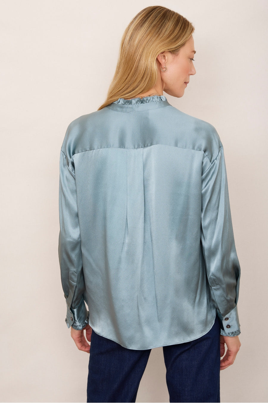 DB X Wyse Silk Satin Marcel Blouse - Pigeon