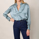 DB X Wyse Silk Satin Marcel Blouse - Pigeon