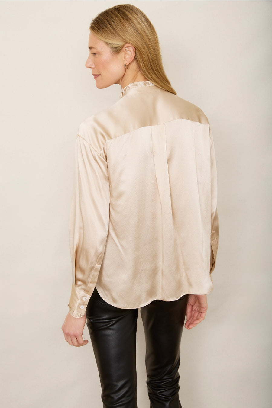 DB X Wyse Silk Satin Marcel Blouse - Oyster