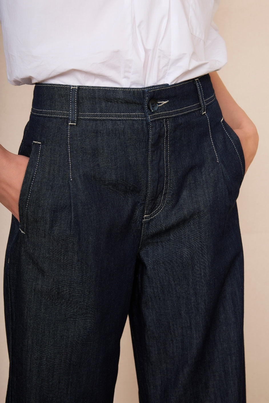 DB X Wyse Wide Leg Pleat Jean - Rinse Wash