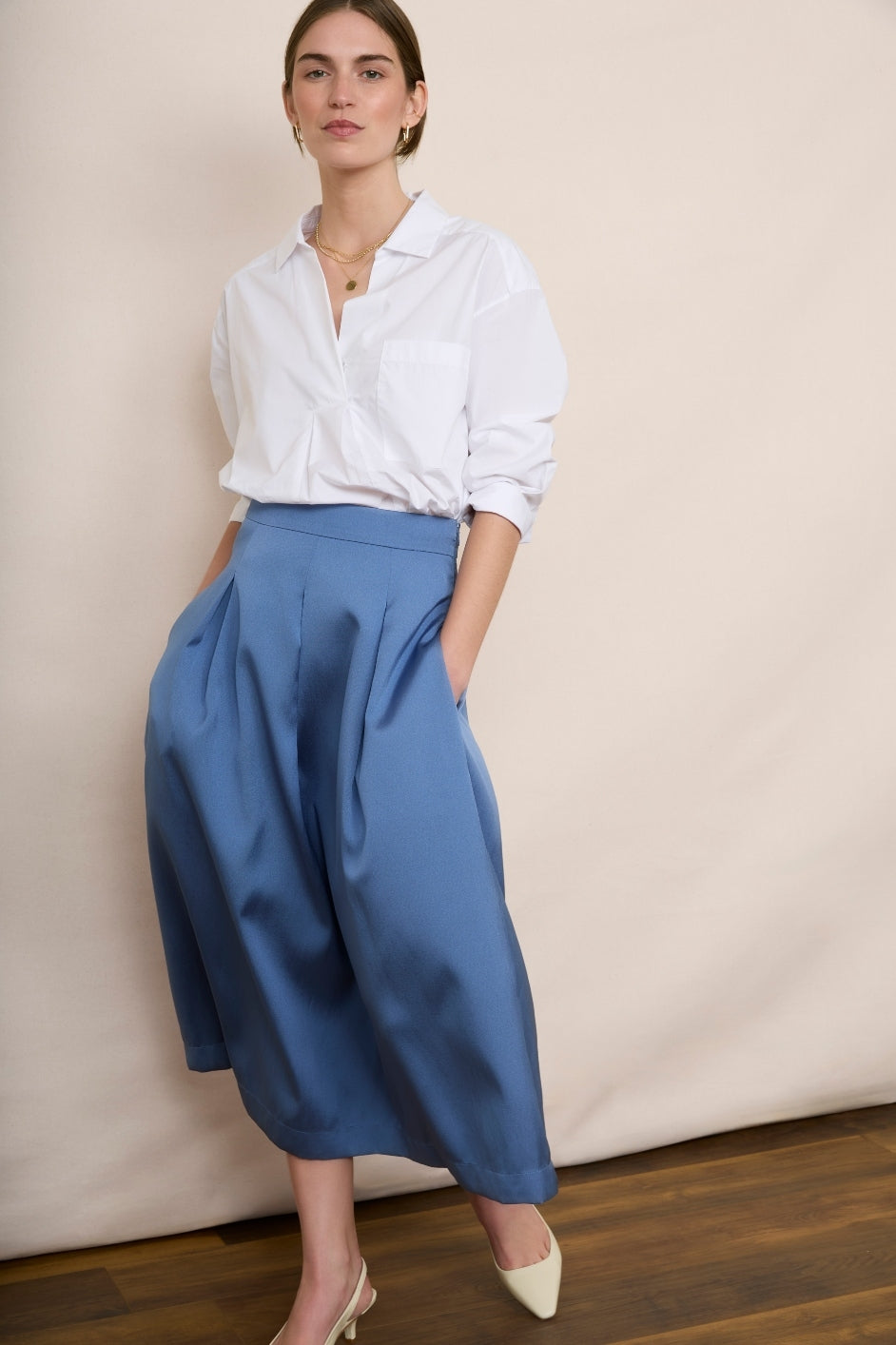 DB X Wyse Taffeta Skirt - Denim Blue