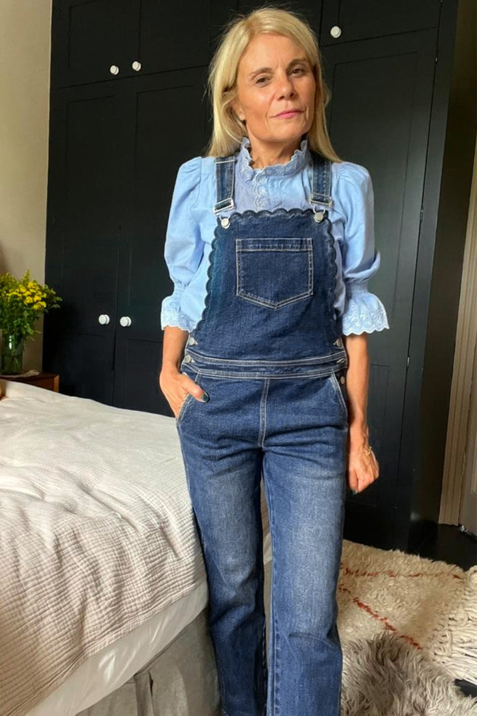 Dara Scallop Dungaree - Rinse Denim