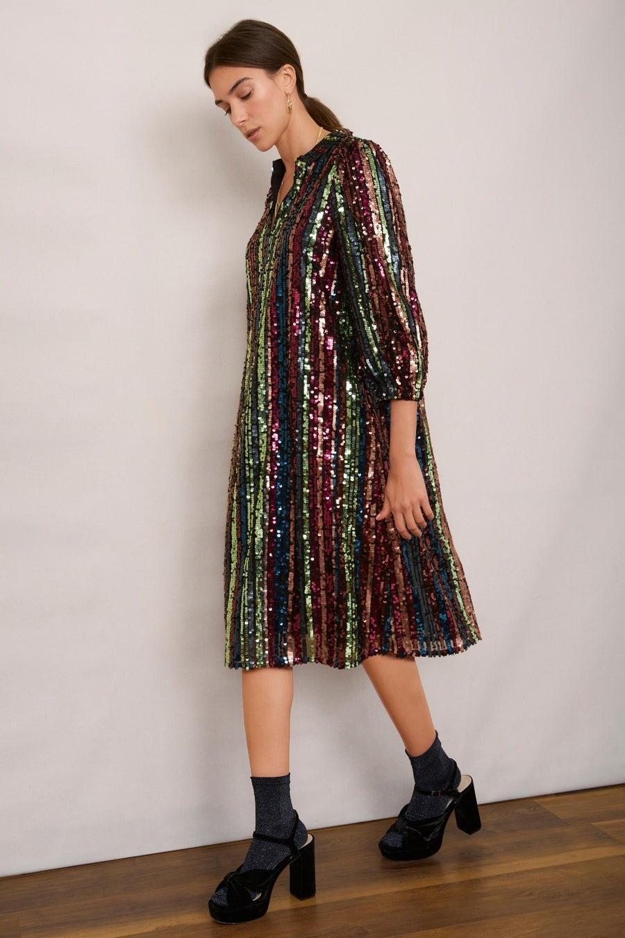 Darcy Sequin Dress - Stripe Multi