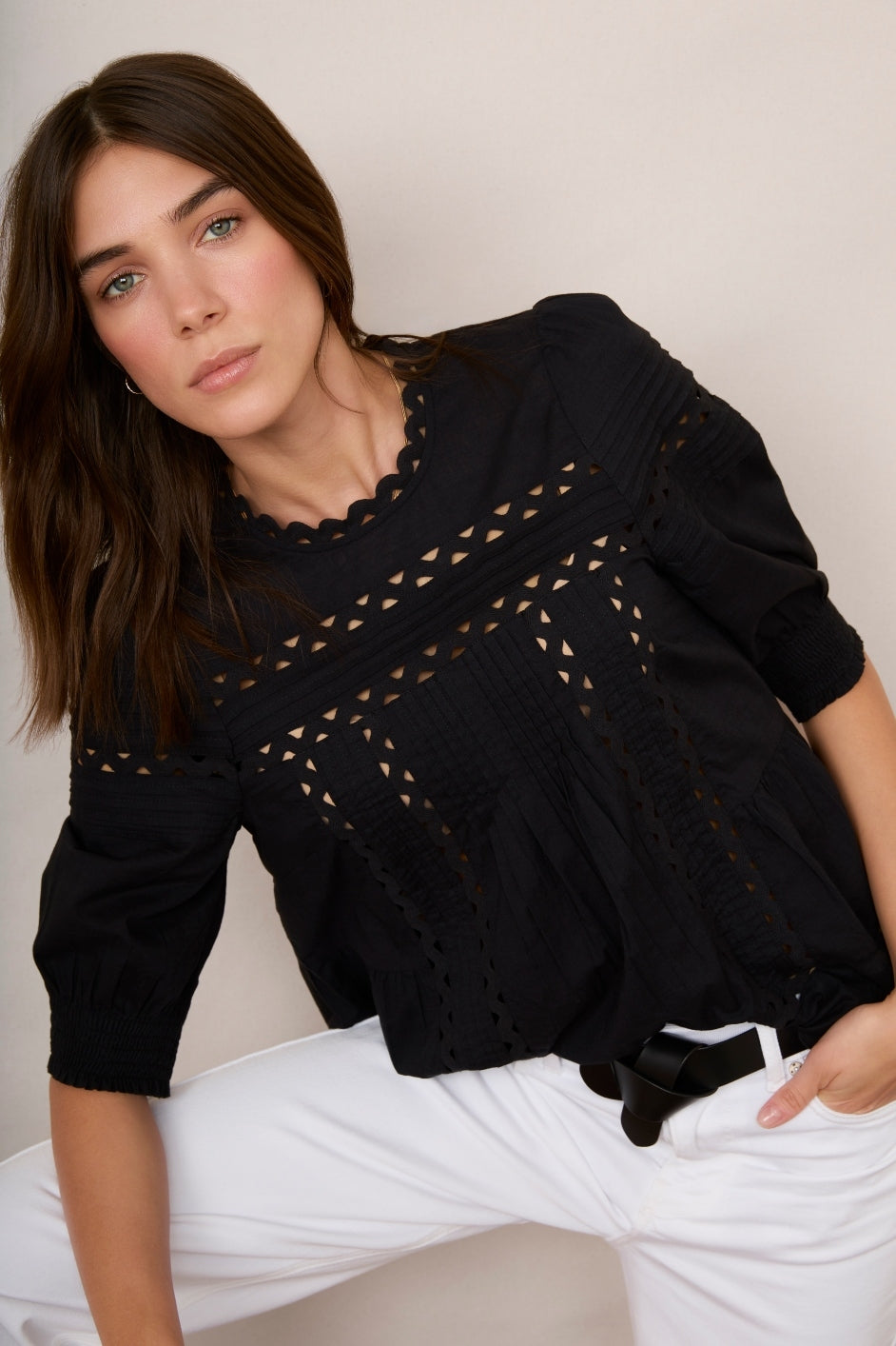 Deedee Ric Rac Top - Black