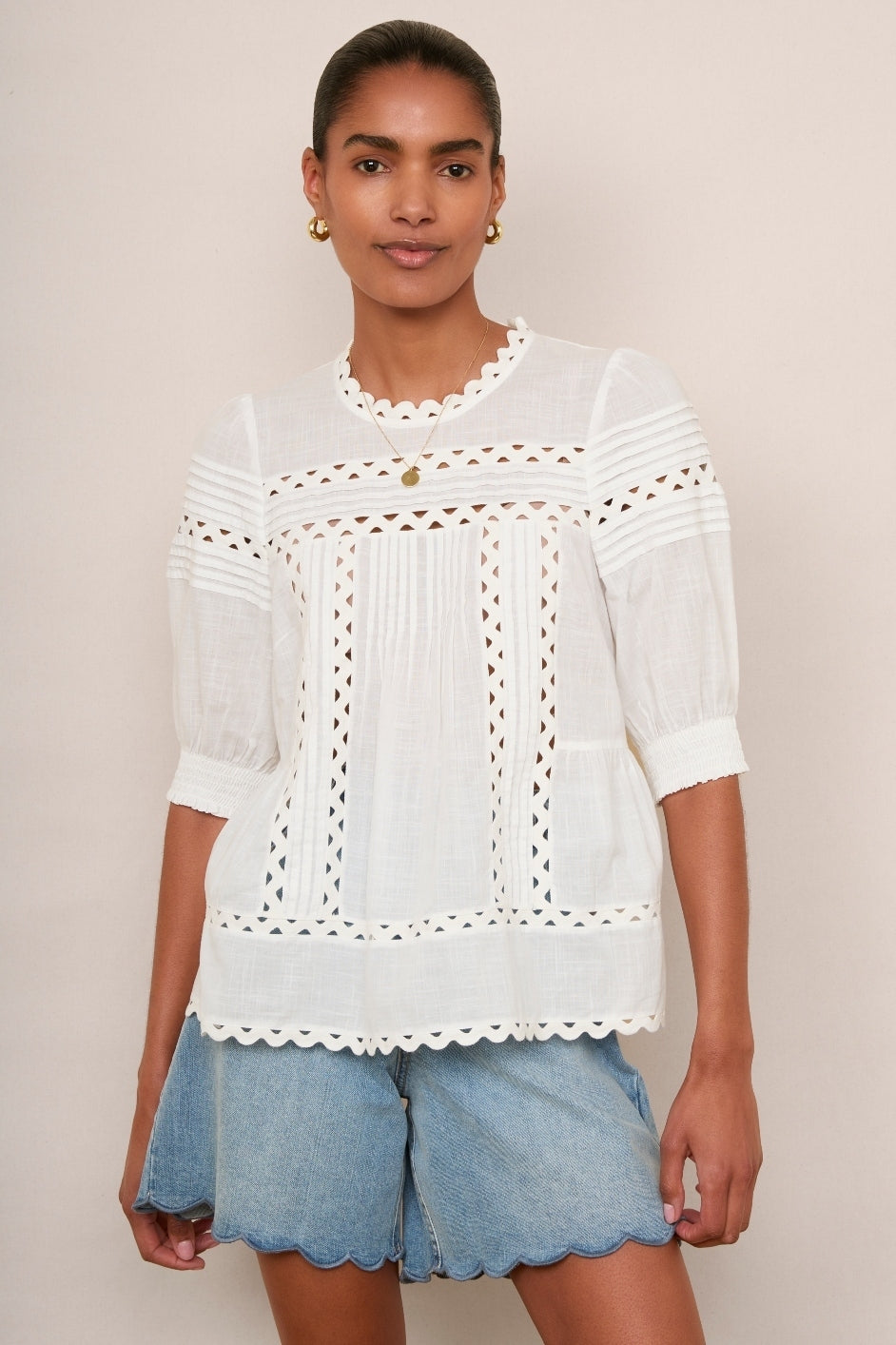 Deedee Ric Rac Top - White – WYSE London