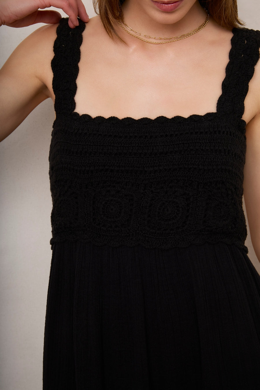 Delia Crochet Dress - Black