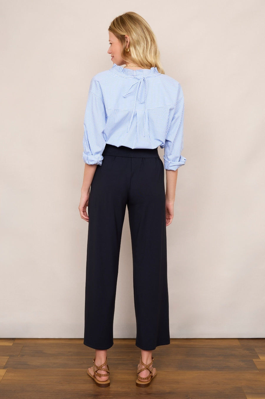 Delphine Cropped Pull On Trouser - Midnight