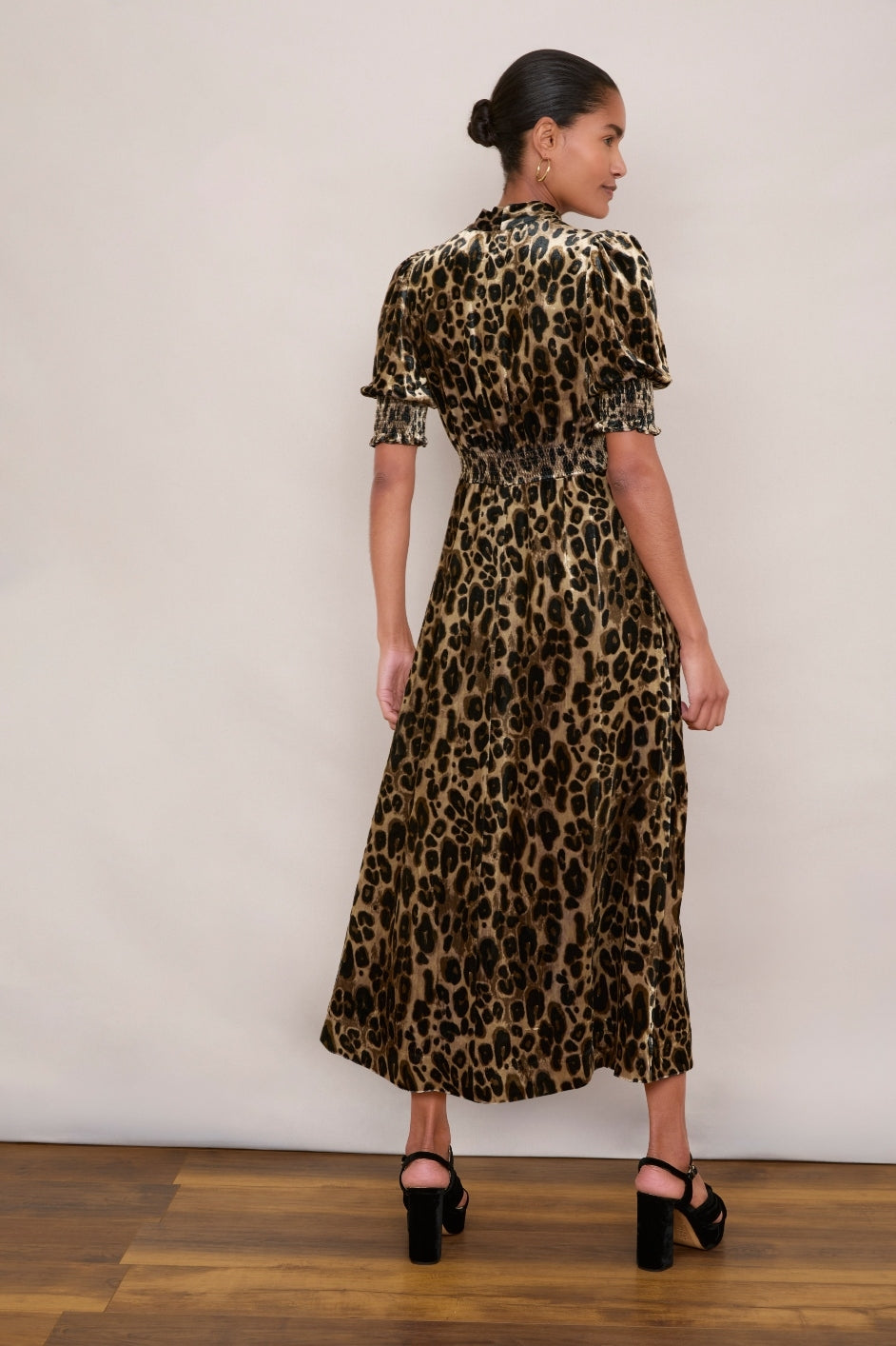 Desiree Silk Velvet Dress - Leopard