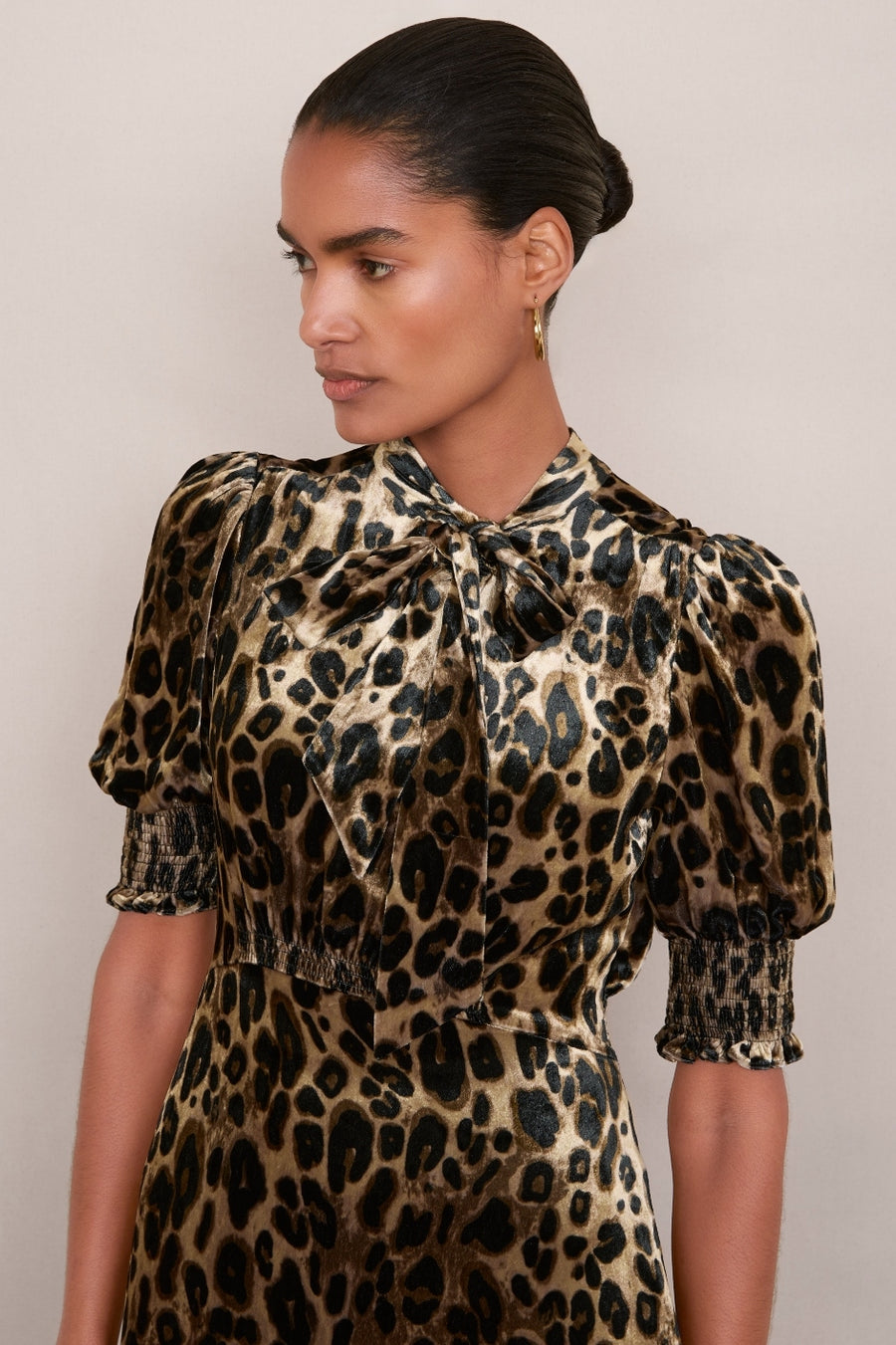 Desiree Silk Velvet Dress - Leopard