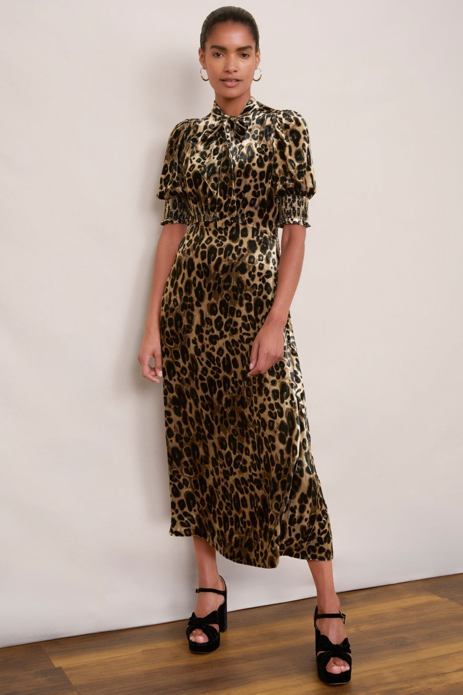 Desiree Silk Velvet Dress - Leopard