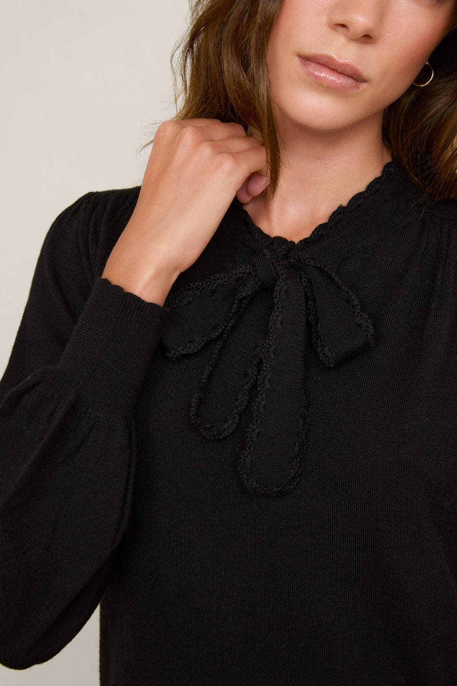 Gigi Tie Neck Jumper - Black