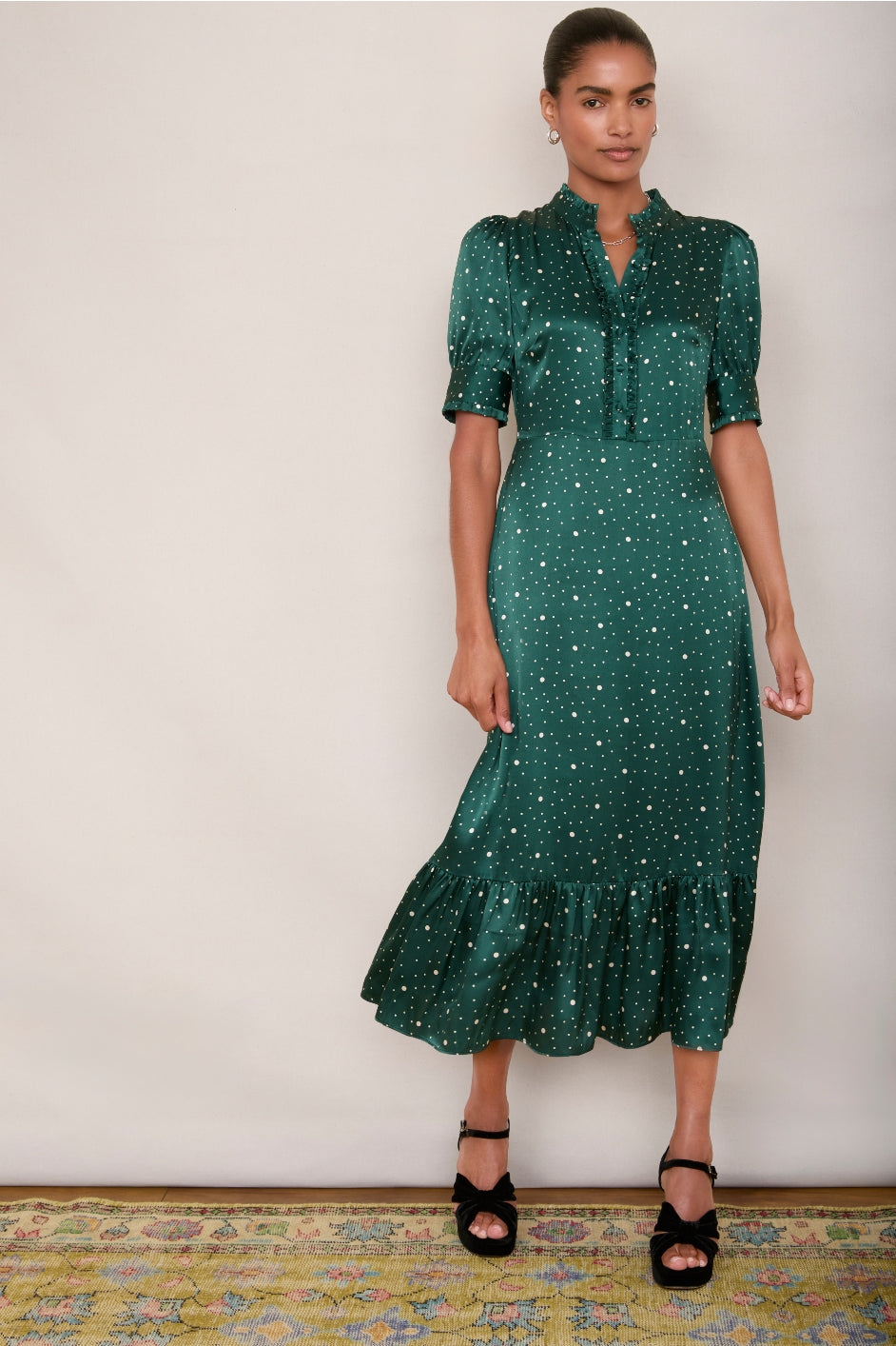 Fabienne Silk Dress - Green Spot