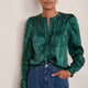 Freida Silk Blouse - Green Spot