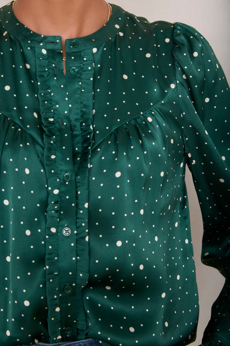 Freida Silk Blouse - Green Spot