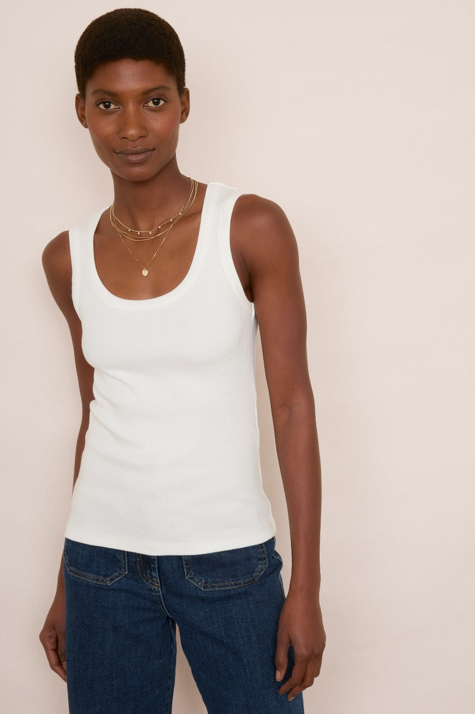 Edelie Ribbed Vest - White