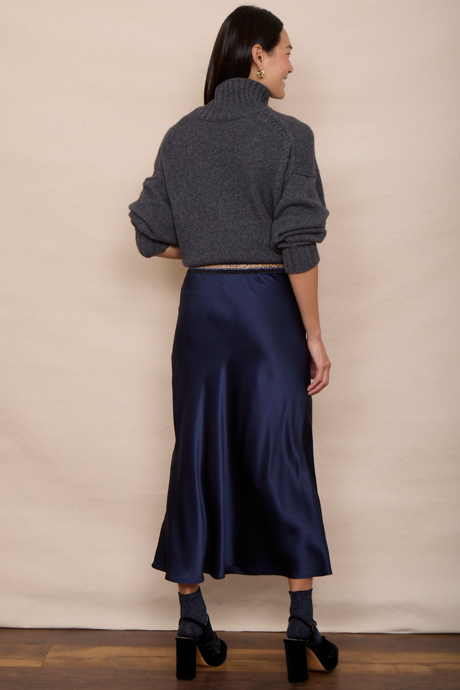 Ella Silk Skirt - Midnight