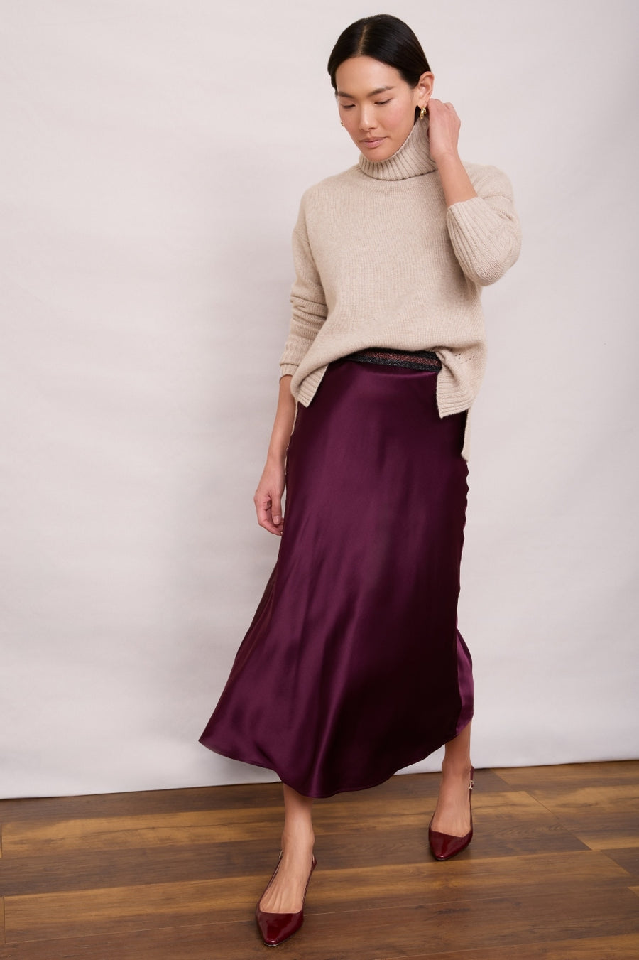 Ella Silk Skirt - Plum