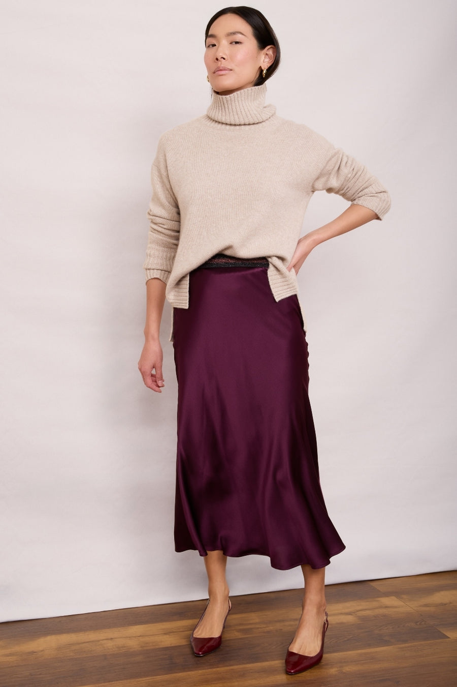 Ella Silk Skirt - Plum