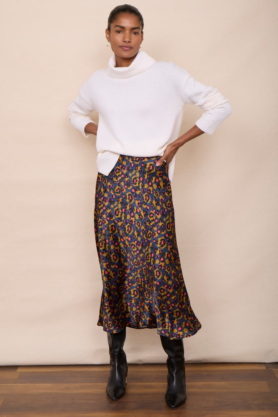 Ella Silk Skirt - Pop Leopard