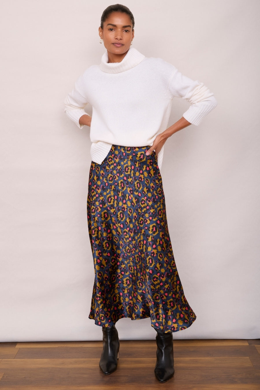 Ella Silk Skirt - Pop Leopard