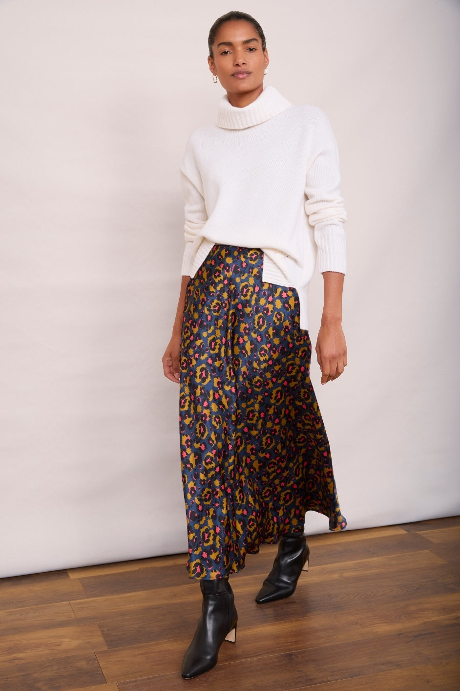 Ella Silk Skirt - Pop Leopard