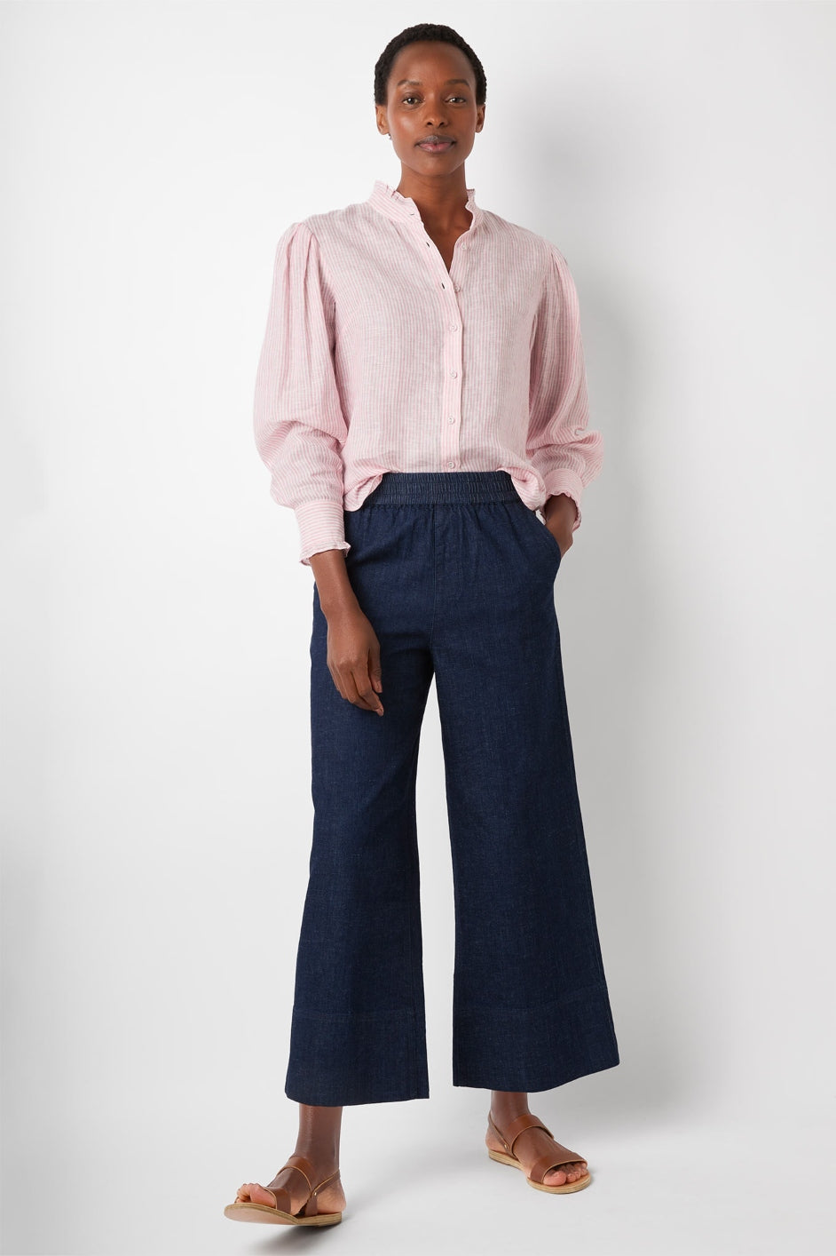 Elle Wide Leg Cropped Jean – Rinse Wash