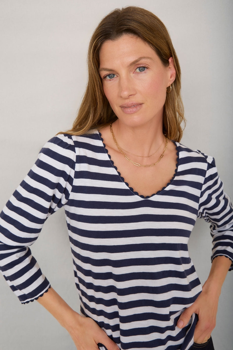 Elyna Tee - Midnight/Ivory Stripe