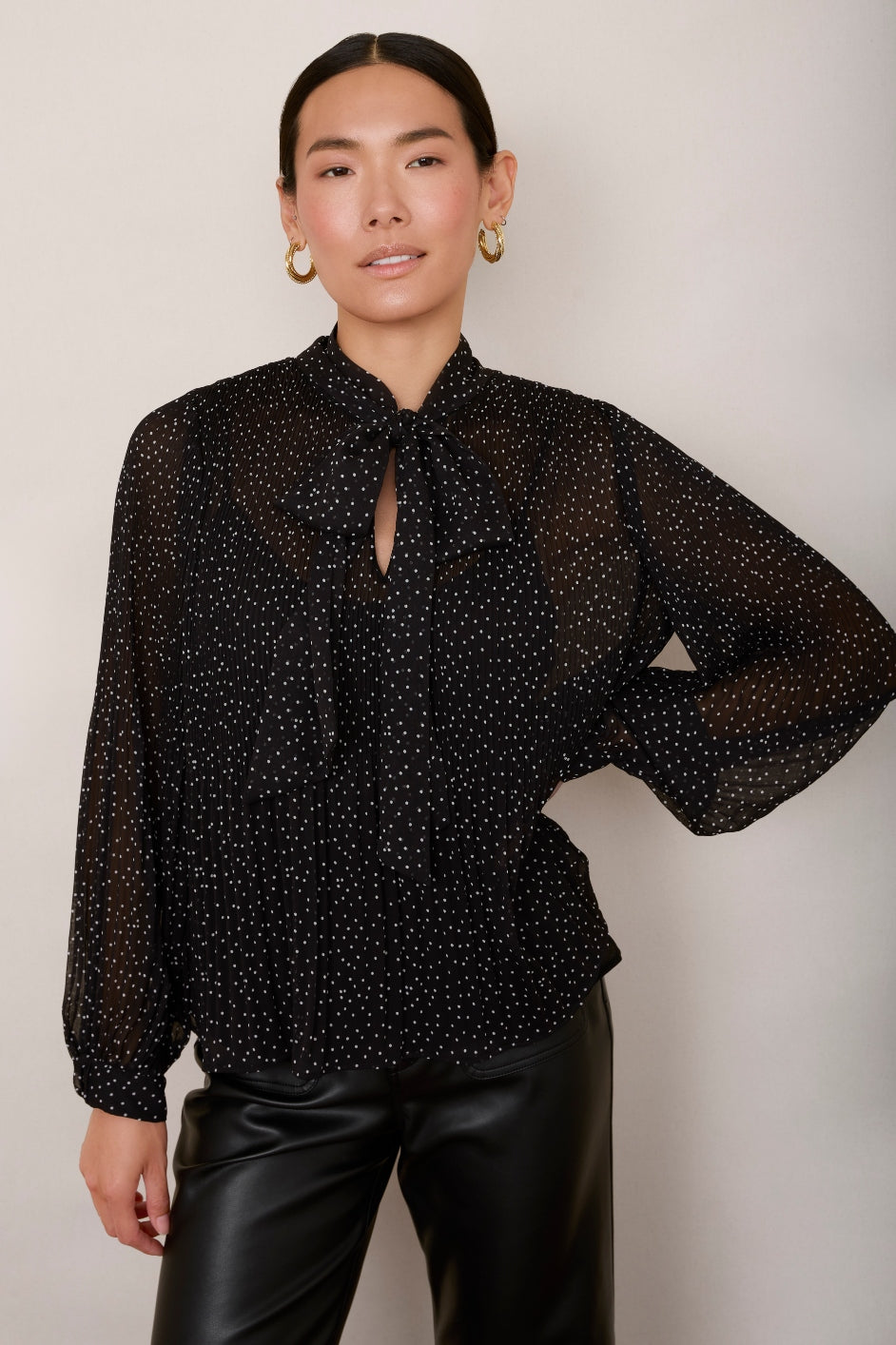 Estelle Blouse - Black Polka Dot