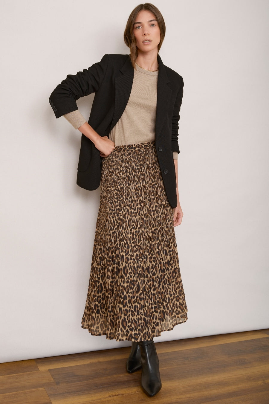 Estelle Plisse Skirt - Leopard