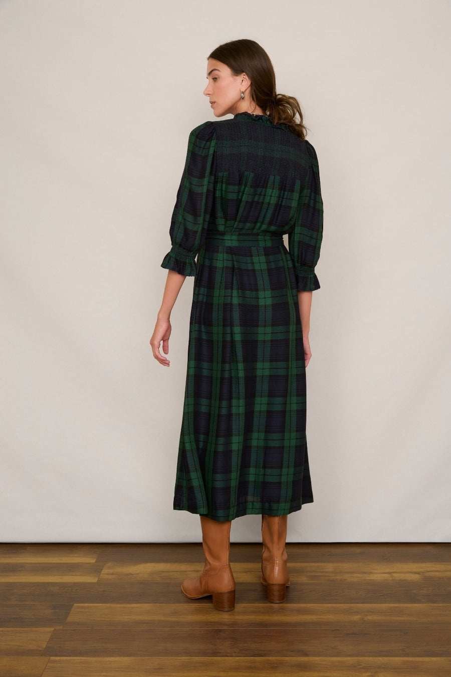 Ettie Dress - Midnight/Forest Check