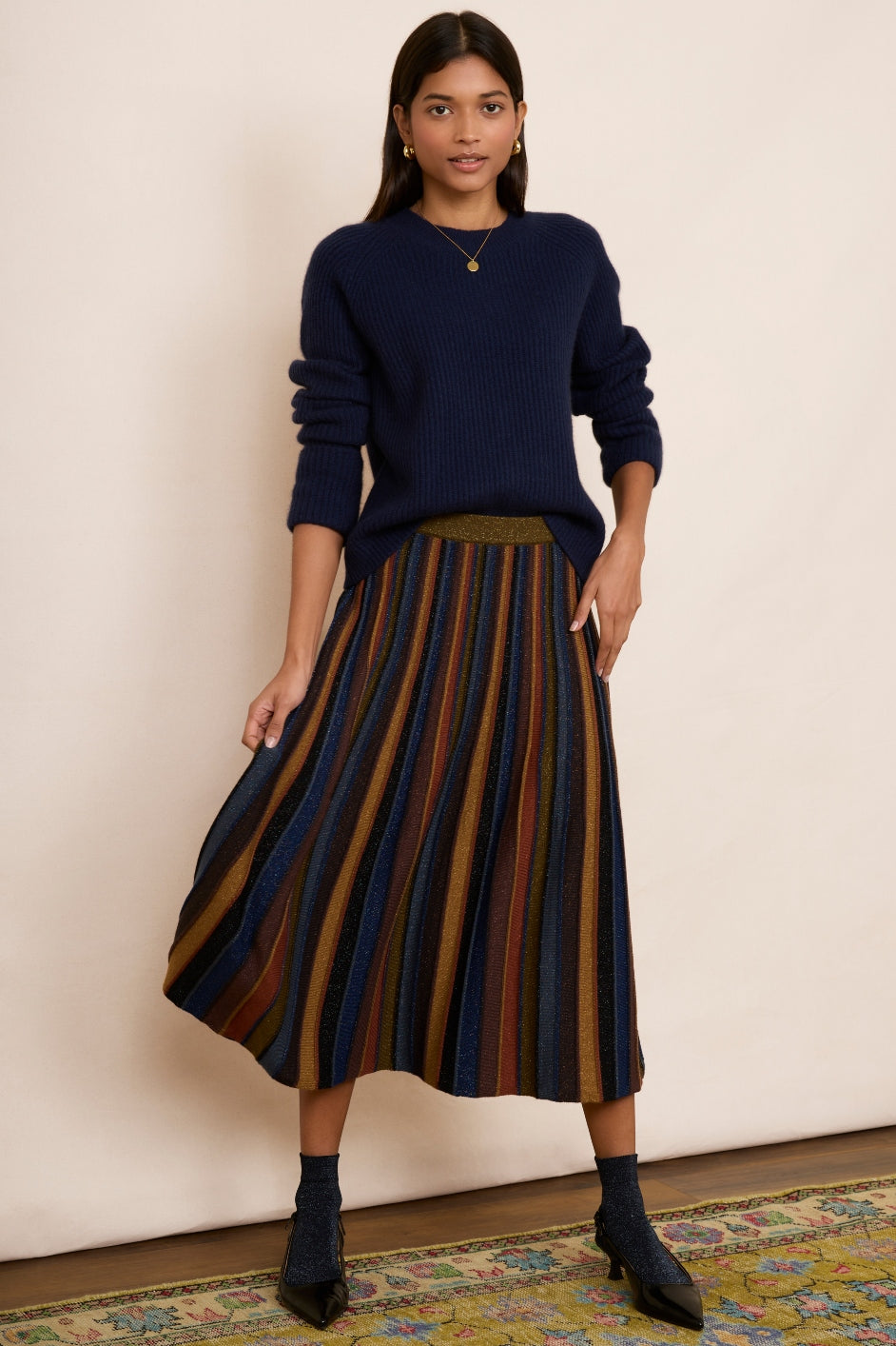 Eulalie Sunray Knitted Skirt - Multi