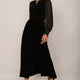 Eva Silk Velvet Dress - Black