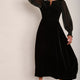 Eva Silk Velvet Dress - Black