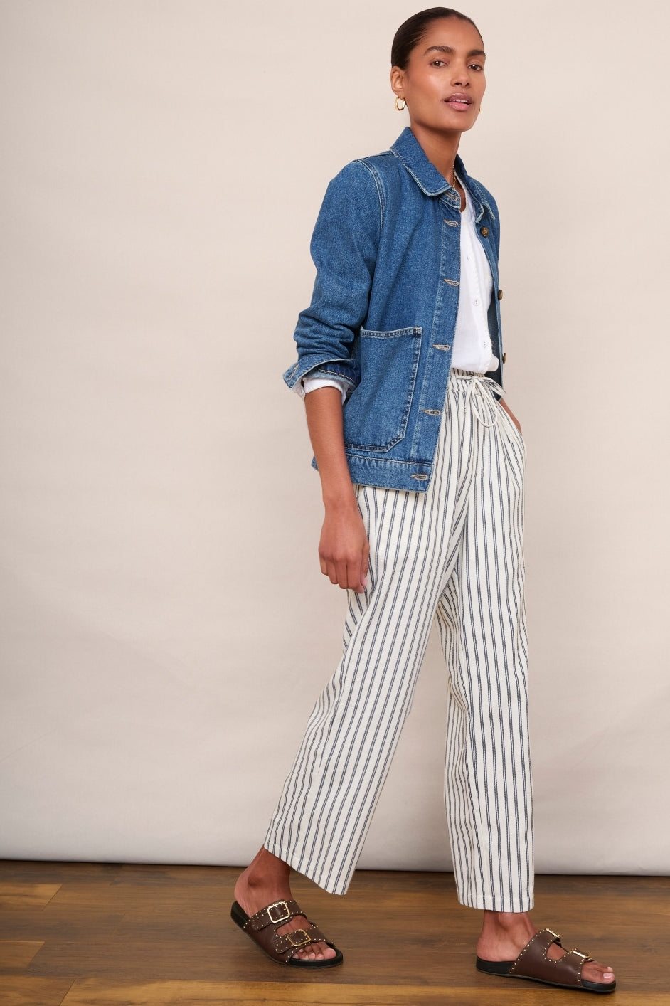 Everly Stripe Trousers - Blue/Ivory