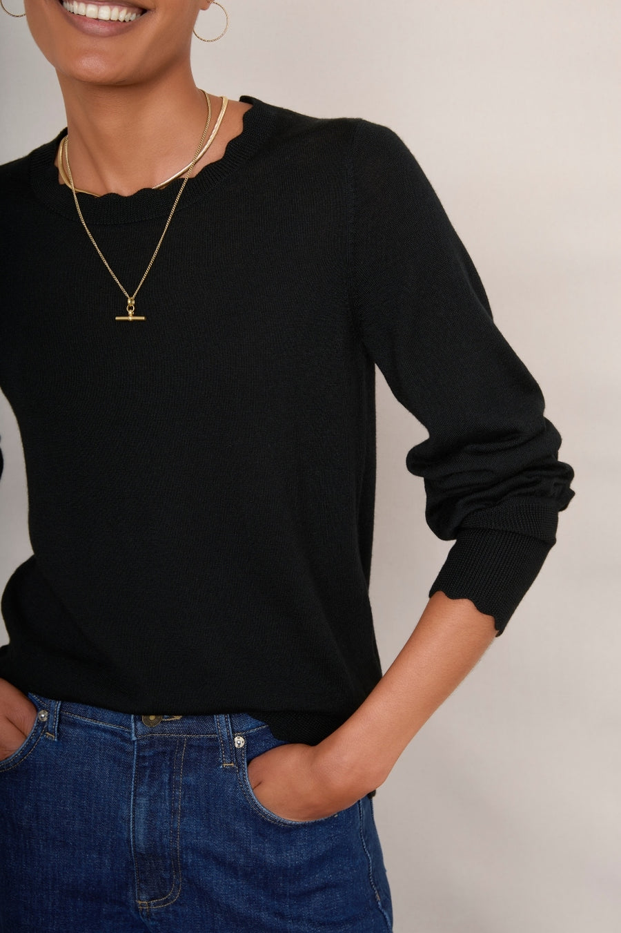 Fleurine Scallop Jumper - Black