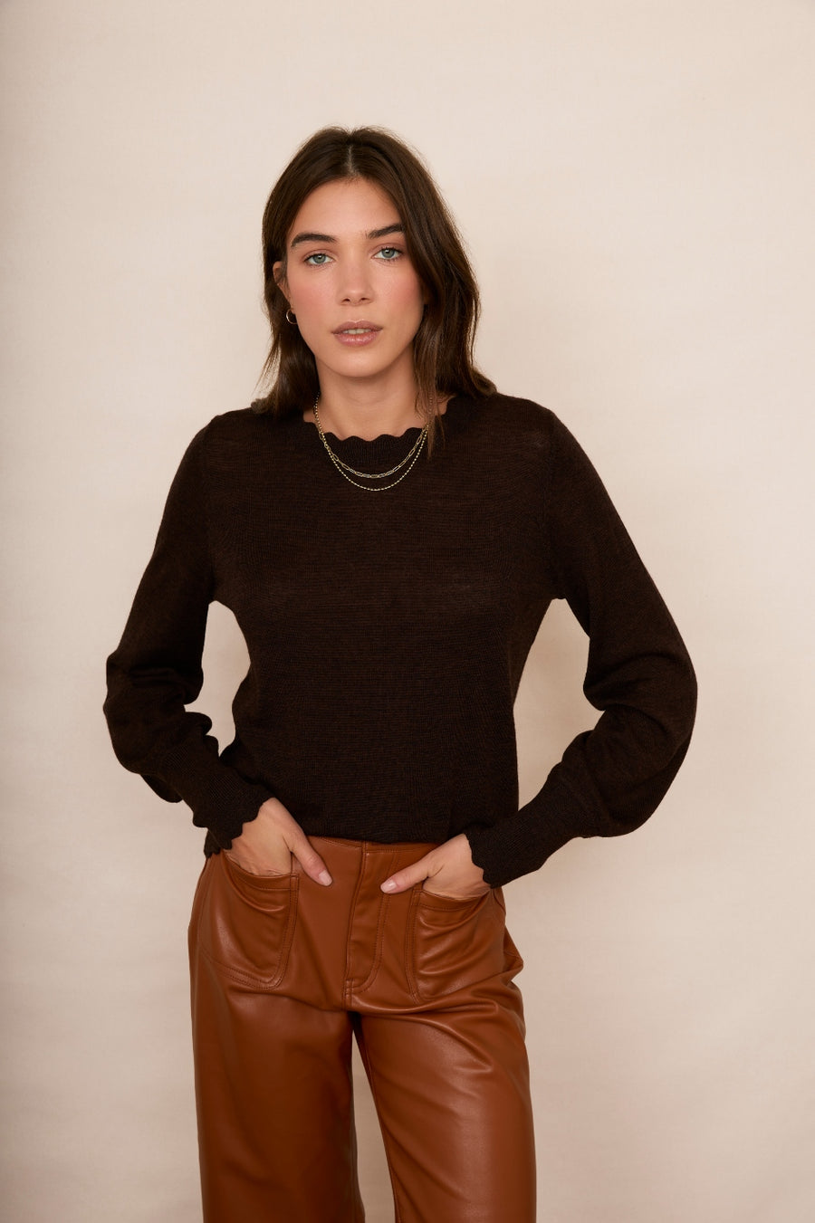 Fleurine Scallop Jumper - Cocoa