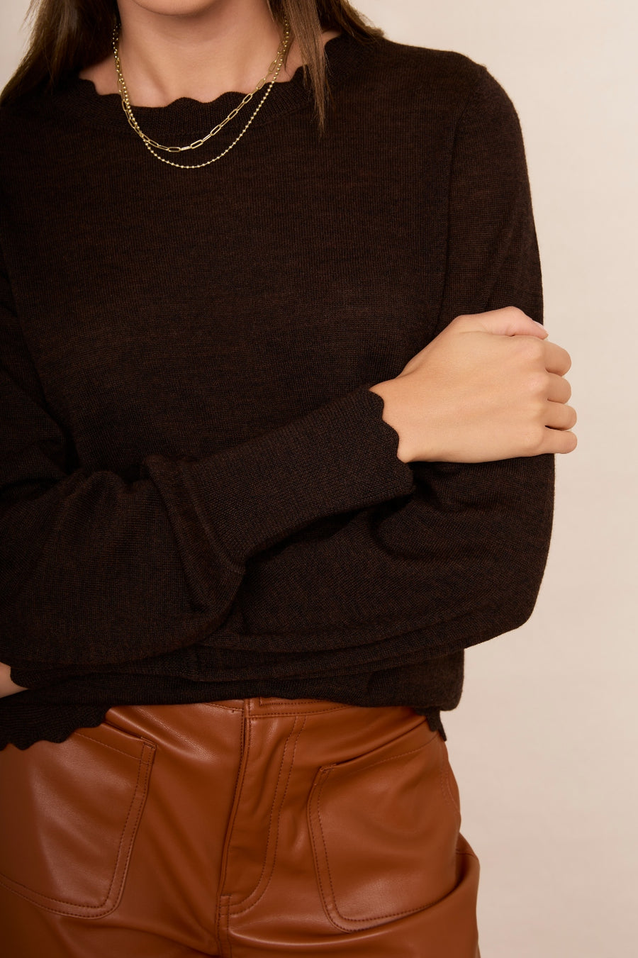 Fleurine Scallop Jumper - Cocoa