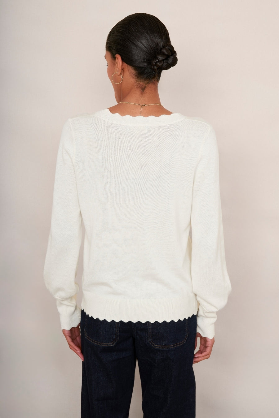 Fleurine Scallop Jumper - Ivory