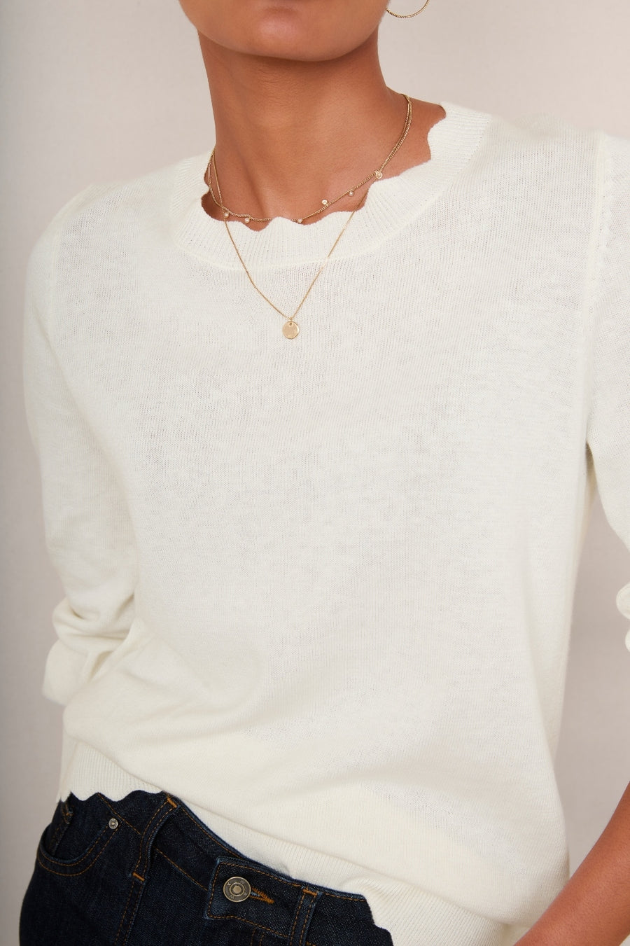 Fleurine Scallop Jumper - Ivory